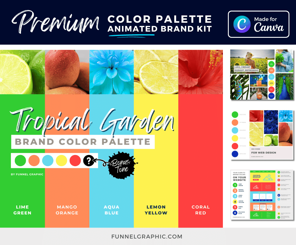 Tropical Garden Premium Brand Color Palette | Canva Editable With HEX, RGB and CMYK Codes