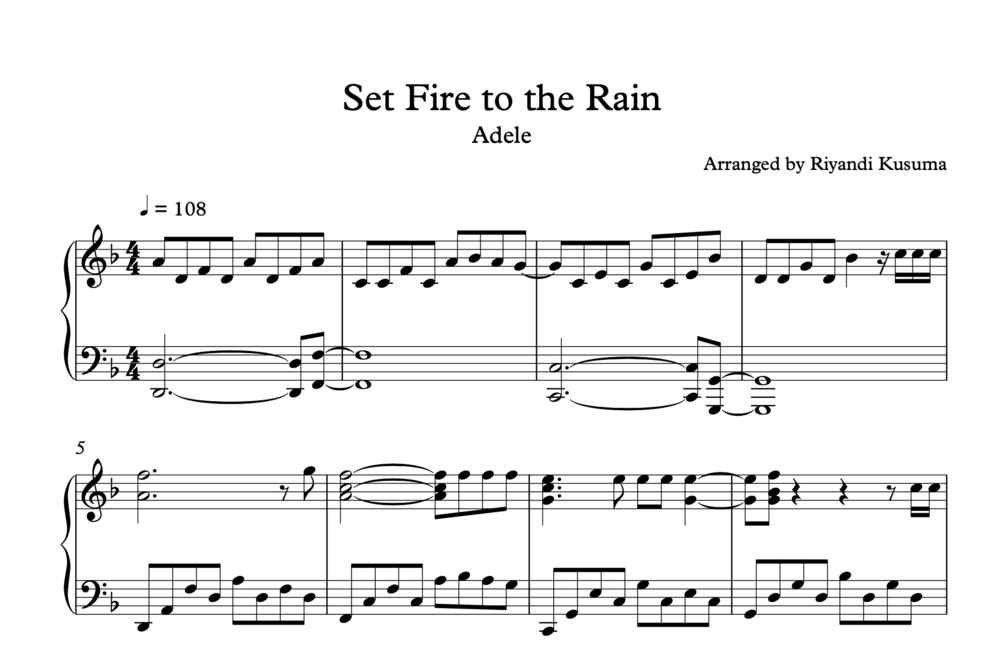 Adele Set Fire To The Rain (Sheet Music)