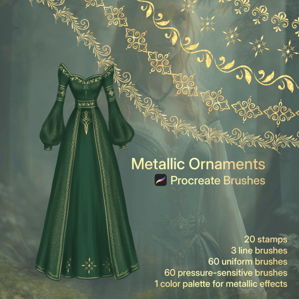 Procreate Metallic Ornament Brushes - Procreate Brush Pack