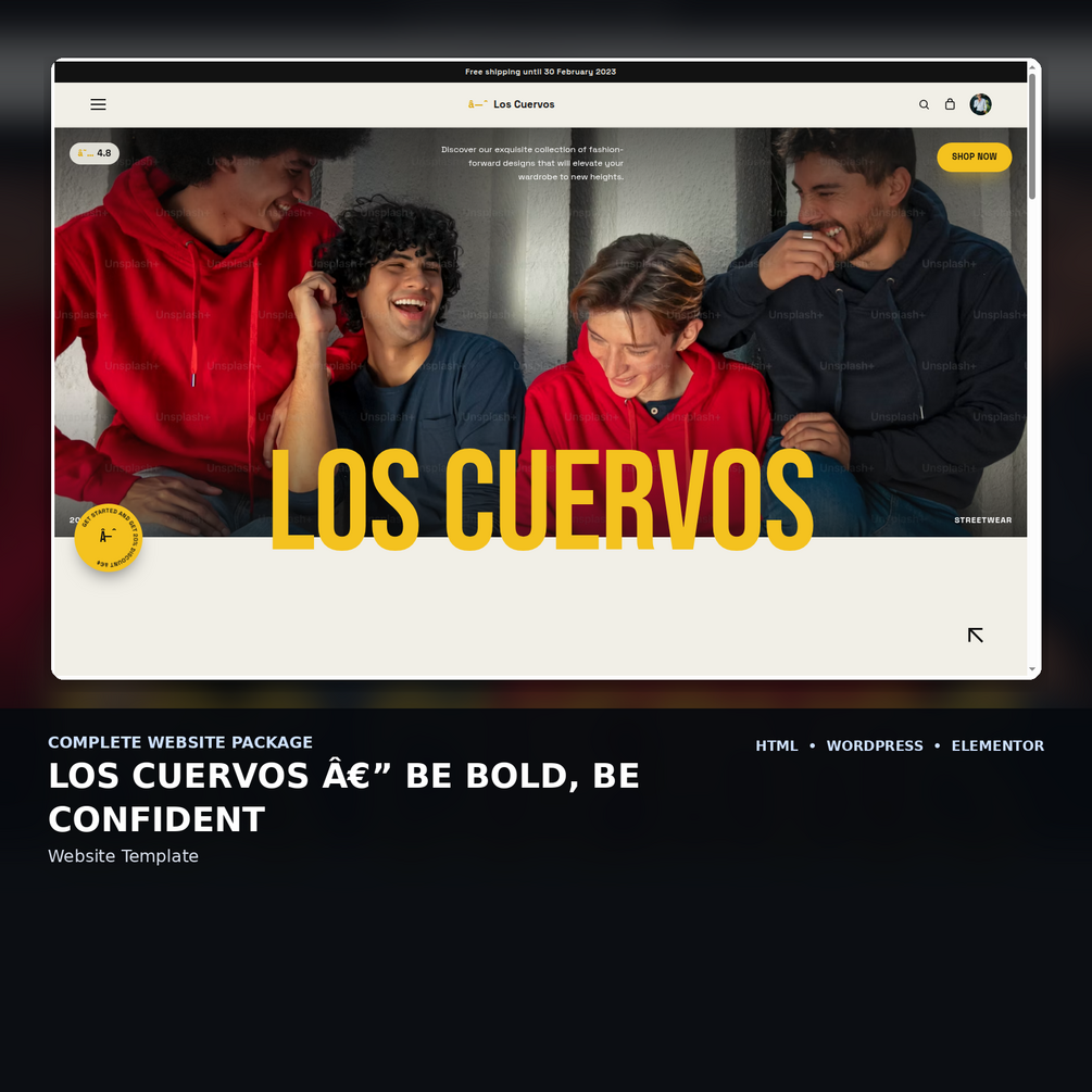 Mobile first screen of the Los Cuervos website