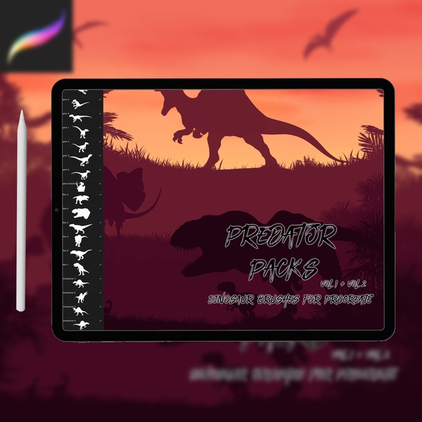 Predator Pack | 36 Dinosaur Brushes for Procreate by Skii