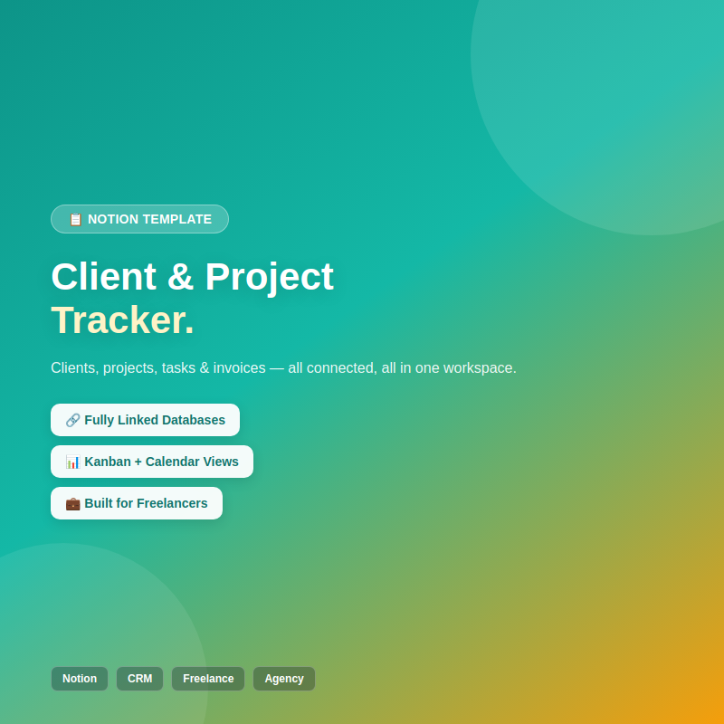 Client & Project Tracker Notion Template cover
