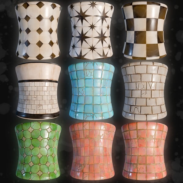 Materials Stylized Ceramic Tiles 01