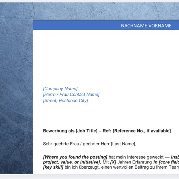 Free German Cover Letter Template (PDF Version) 