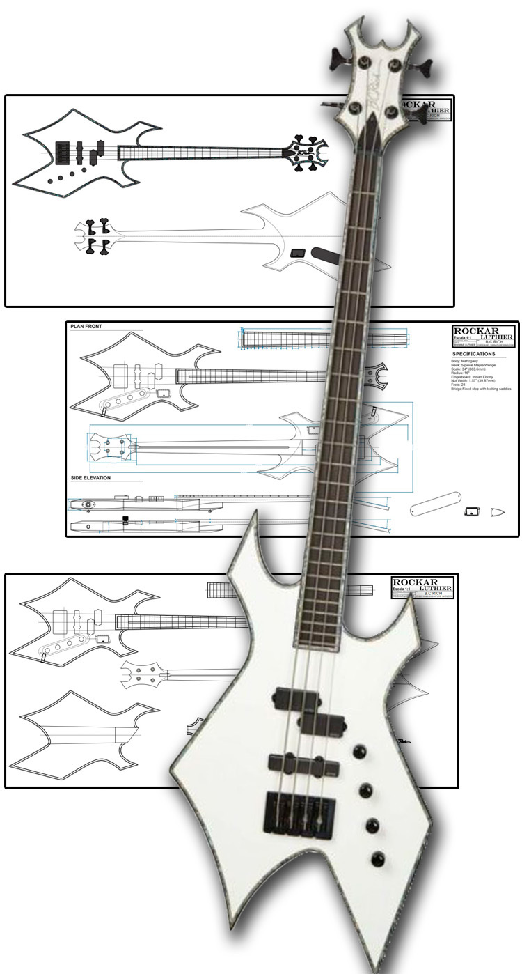 Plans/Blueprints for luthier, Style Rich Chris K Warlock Bass