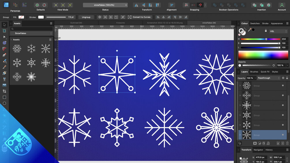 Vector Snowflakes Free Affinity Designer V2 Asset