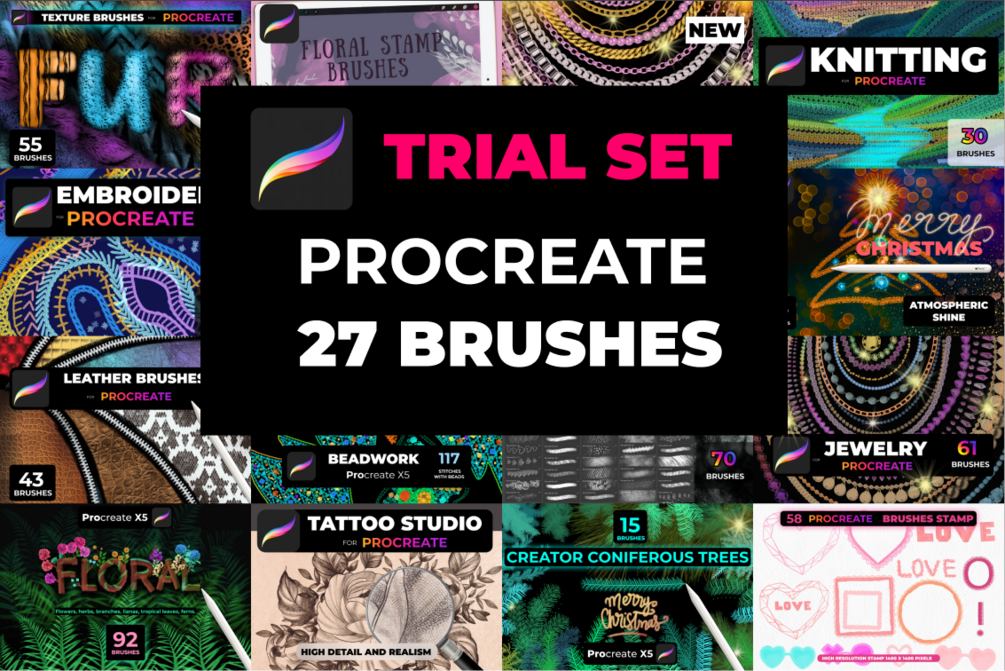 Trial set of 27 brushes Procreate by Мила С