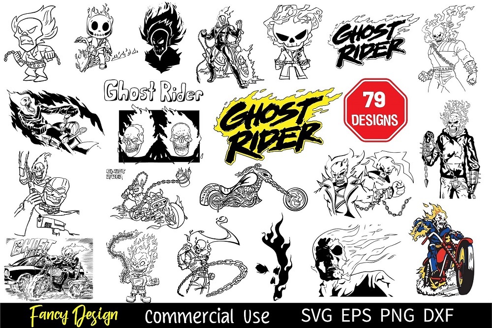 79 Ghost Rider SVG Bundle, Rider SVG Bundle, Johnny Blaze Vector, Biker ...