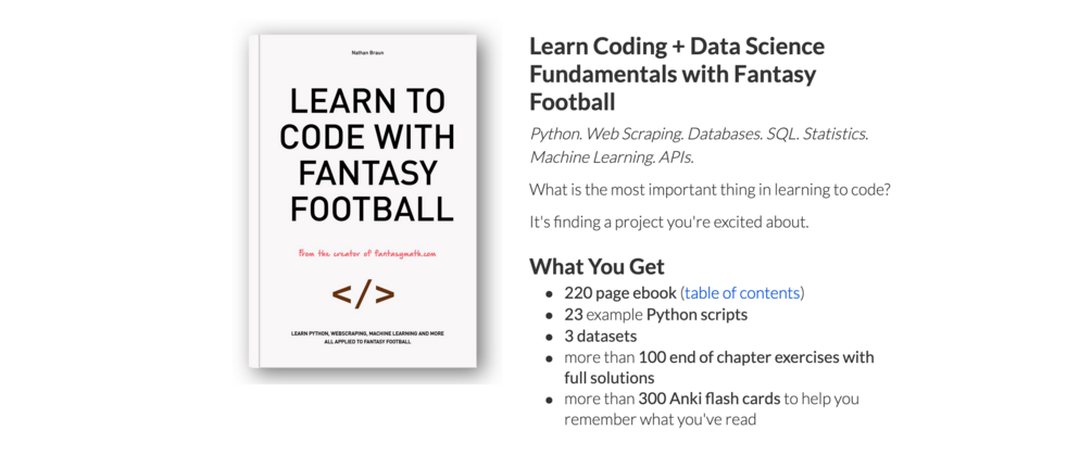 Learn to Code with Fantasy Football - Python for Fantasy Football