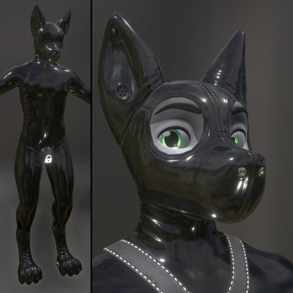 Winterpaw's VRChat Canine Latex Outfit (Catsuit) & Hoods