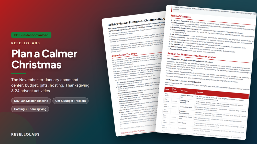 Holiday Planner Printables: Christmas Budget, Gifts, Hosting cover