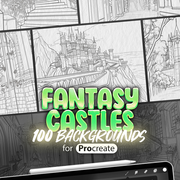 100 Procreate Fantasy Castles Backgrounds Collection by ProCreativeBreeze
