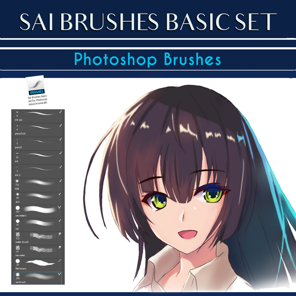 Paint tool Sai basic set brushes for Photoshop