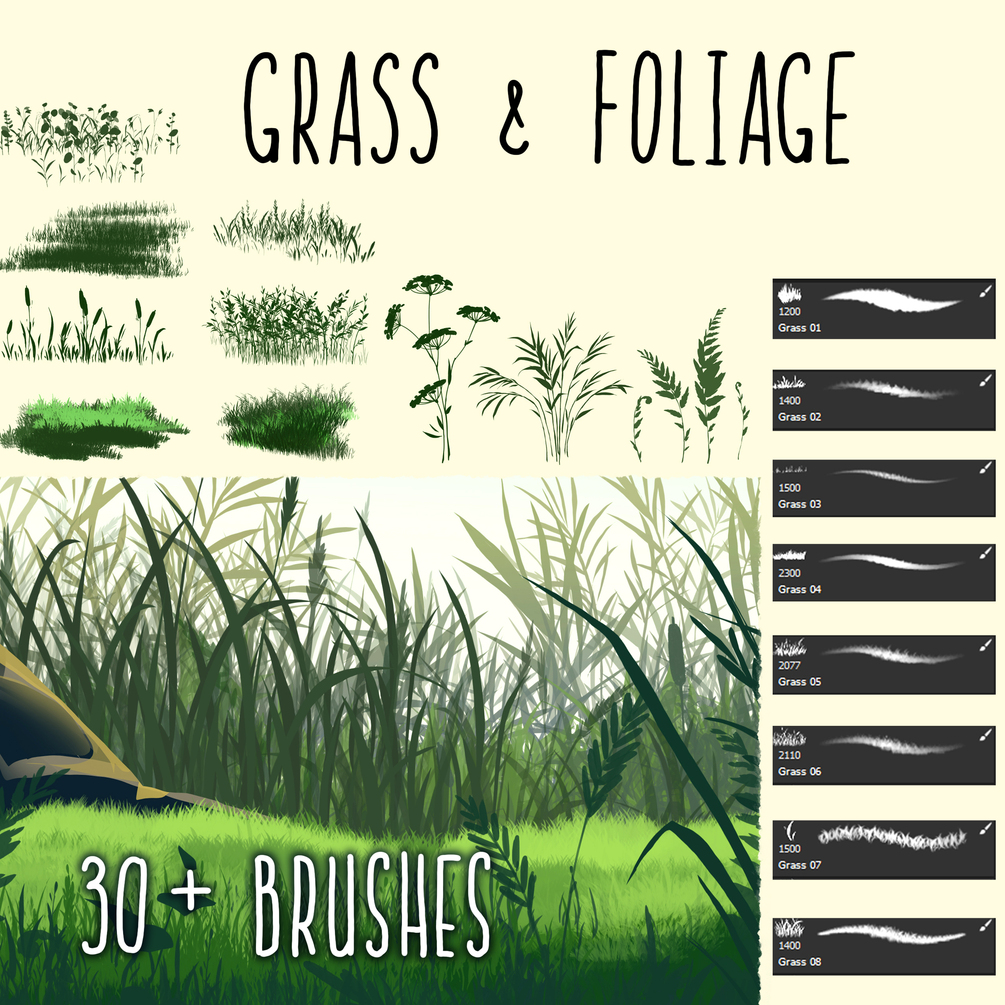 Grass brushes for Photoshop