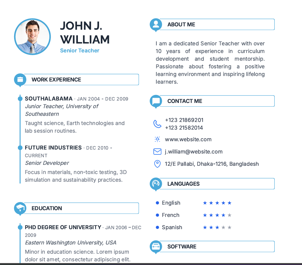 Professional Resume Template - HTML + Tailwind CSS (Clean, Editable)