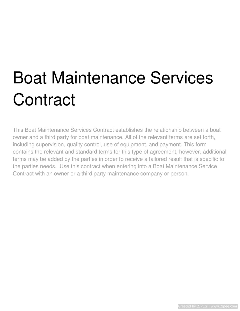 Boat Maintenance Services Contract