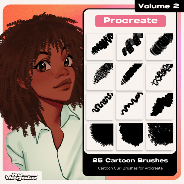 Vol 2 Procreate Cartoony Curl Brushes by Vegalia by Vegalia