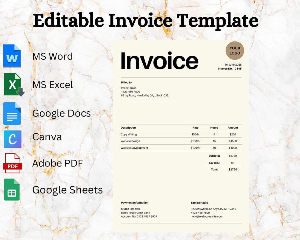Simple invoice template invoice template for businesses invoice for