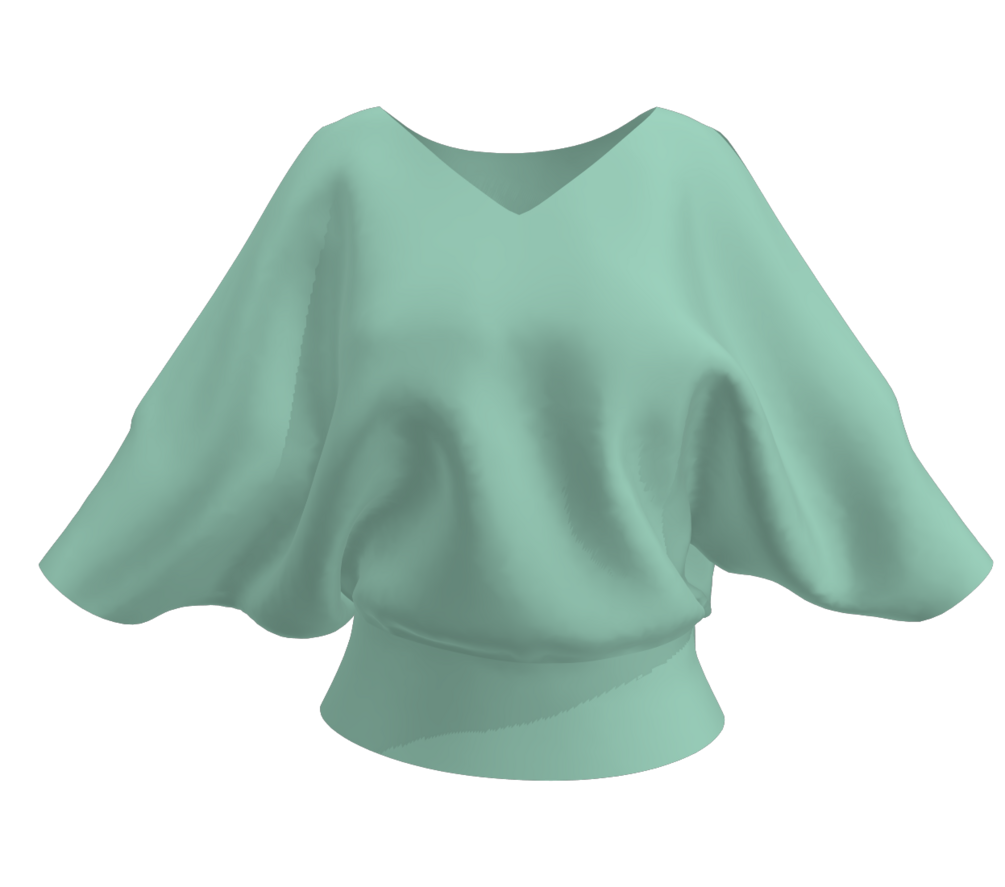 Batwing sleeve top cloth 3D model Marvelous designer