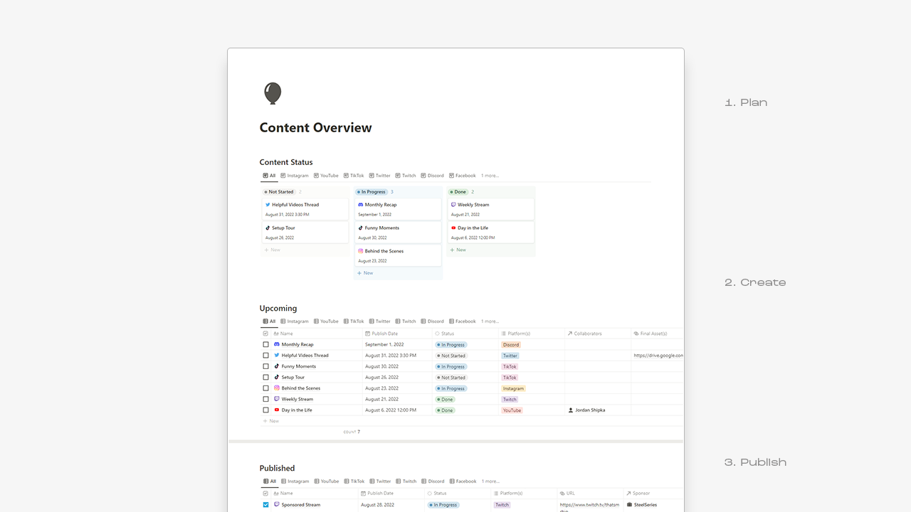 Content Creator Notion Template