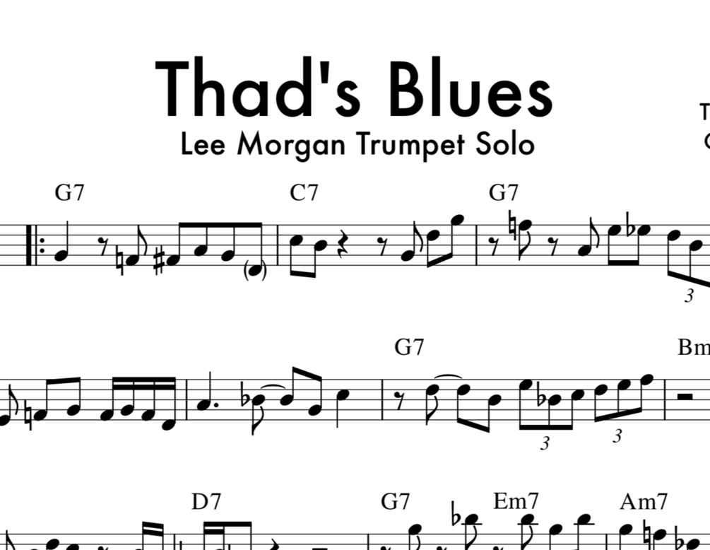 Lee Thad's Blues Trumpet Jazz Transcription