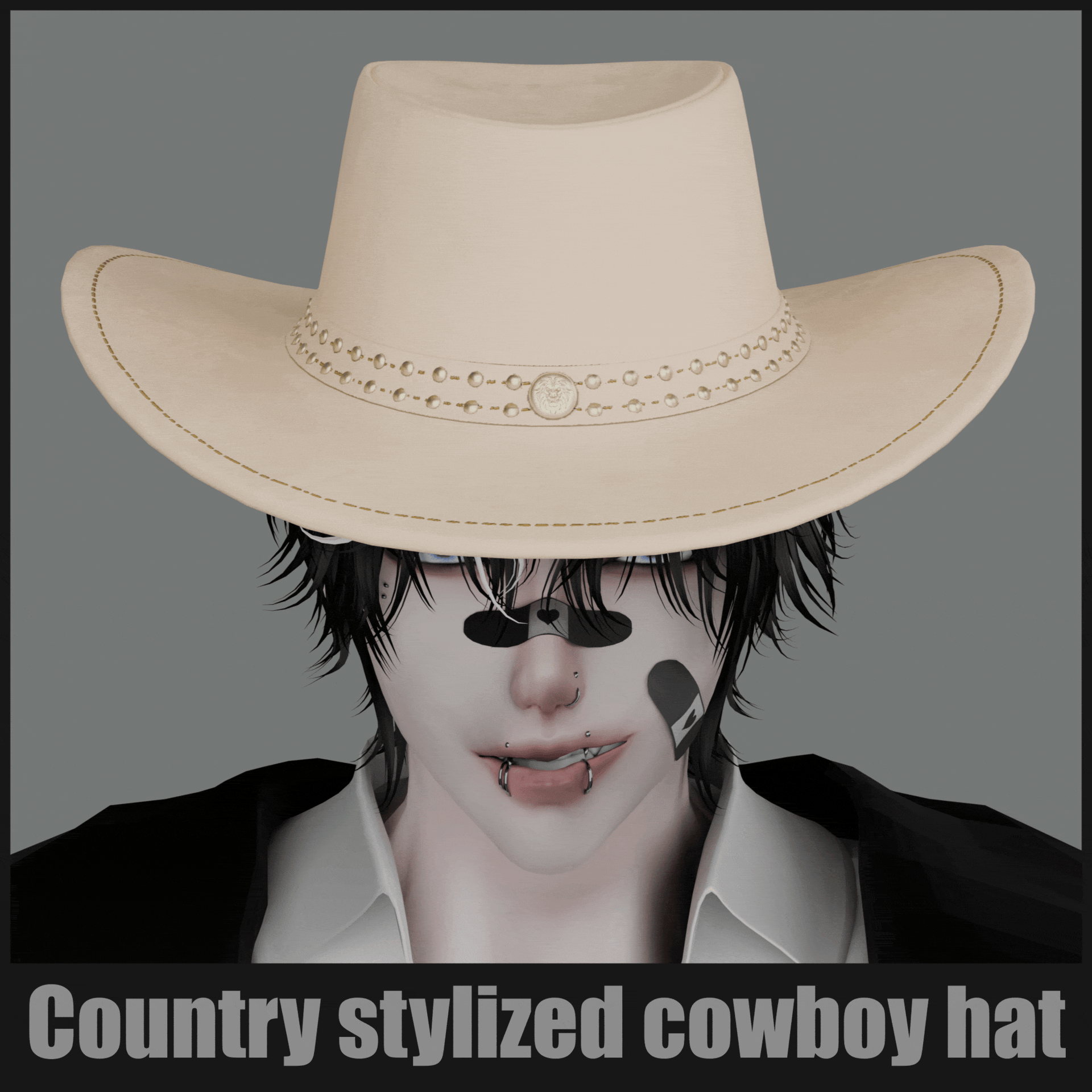 VRChat Cowboy Hat – Stylized Western Hat (Rigged, Low Poly, Avatar Ready)