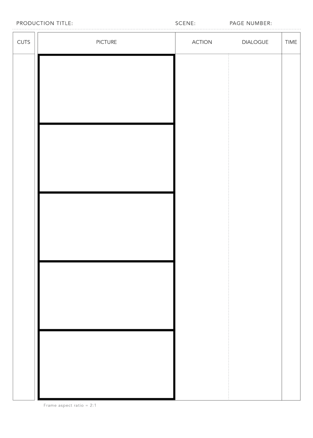 2.35:1, Storyboard Sketchpad