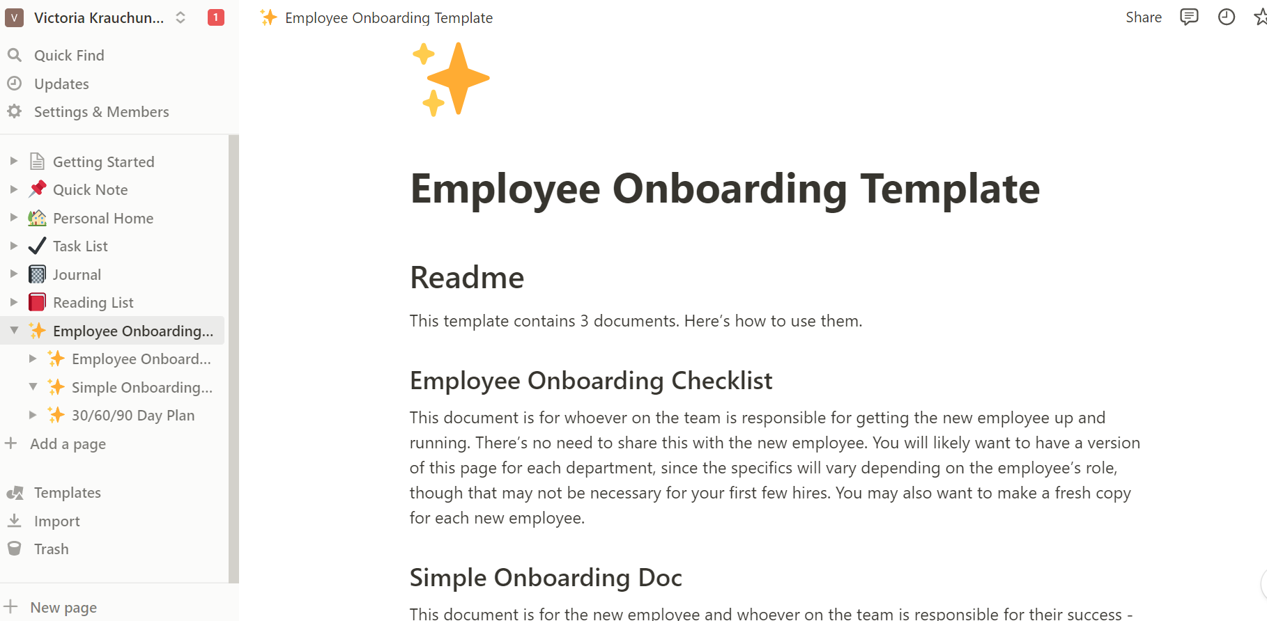 Employee Onboarding Notion Template