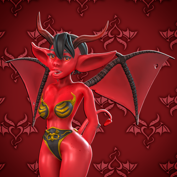 😈 Demon Girl 🔥 Stylized 3D Character | VRChat-Ready