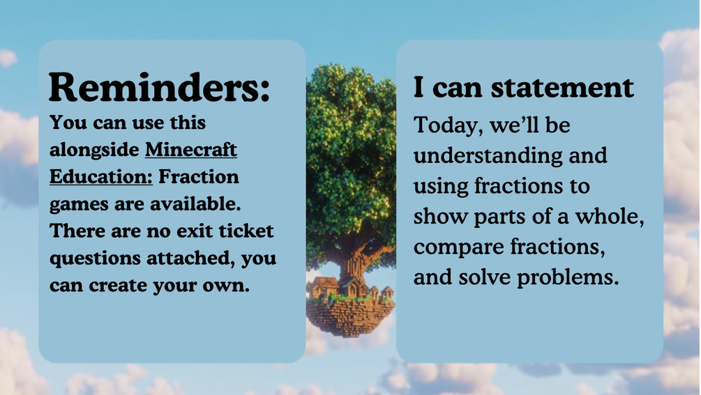 5th Grade Fractions Minecraft Lesson