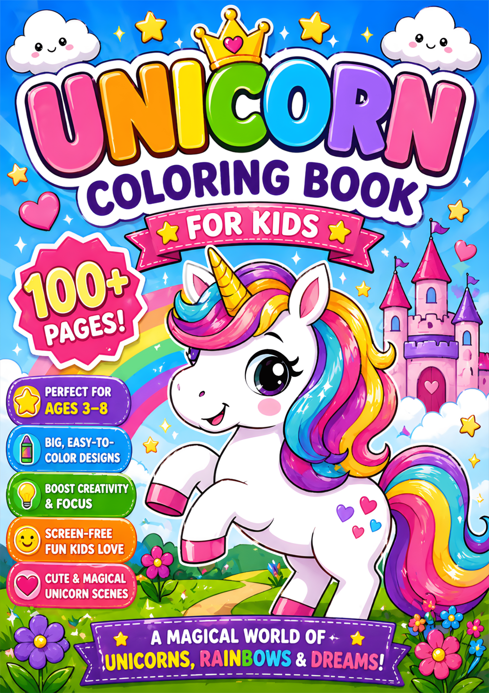 Unicorn Coloring Book for Kids Cover