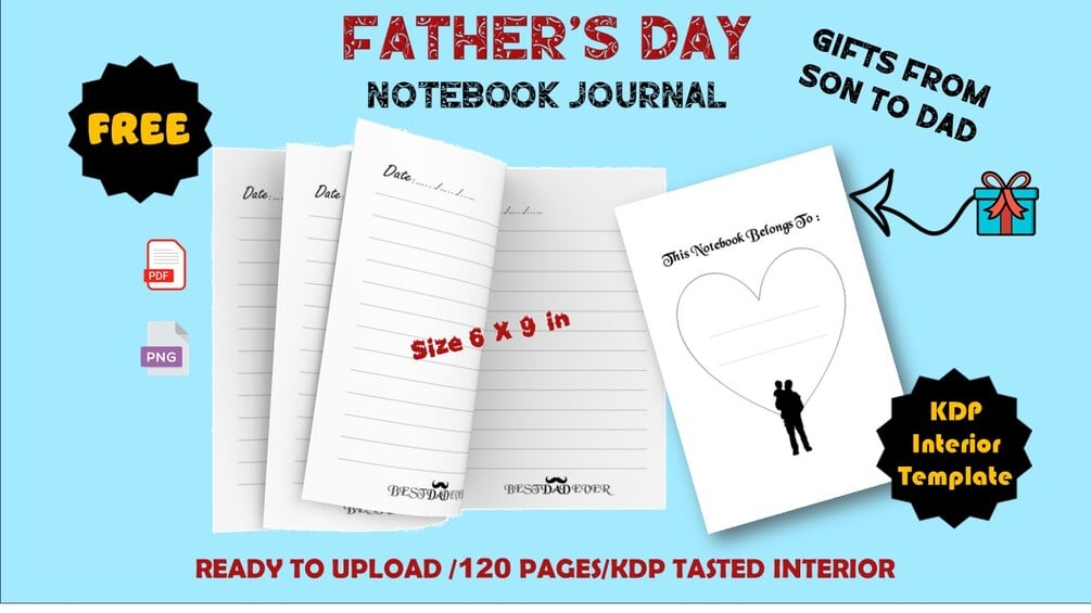 Happy fathers day journal kdp interior gift from son to dad
