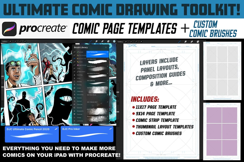 Ultimate Comic Page Template Comic Brushes for Procreate