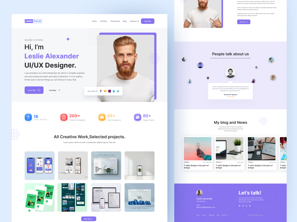 UI UX Designer Personal Portfolio Landing Page ui kit