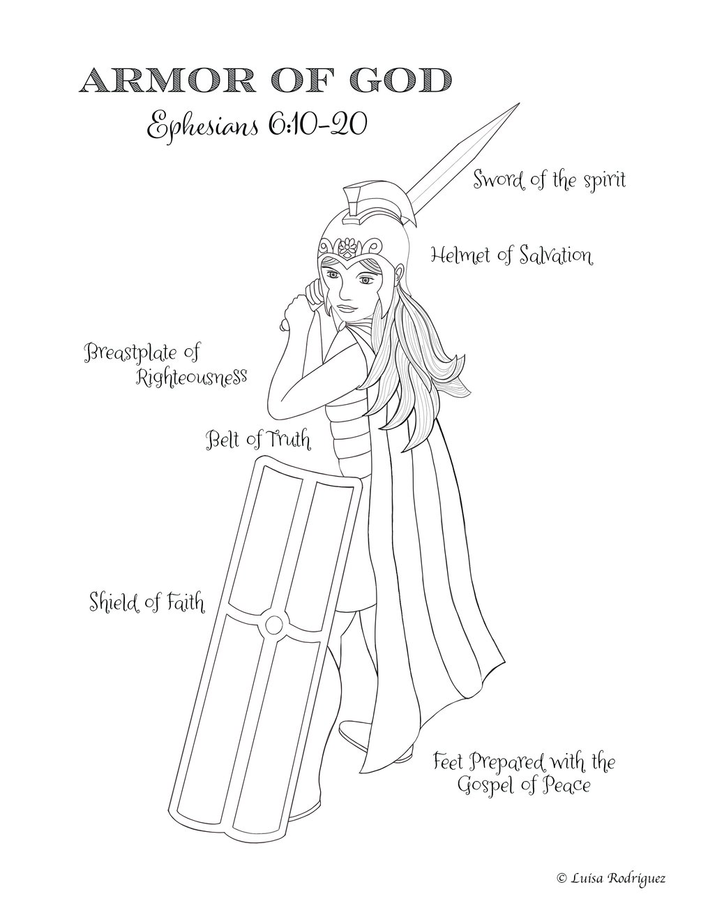 the breastplate of righteousness coloring pages