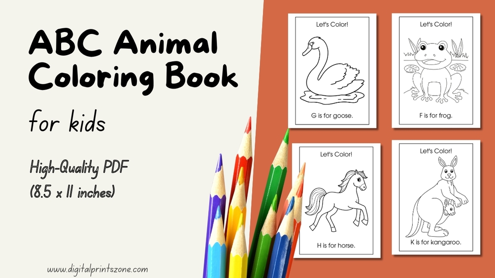 ABC Animals Coloring Book - Printable Coloring for Kids