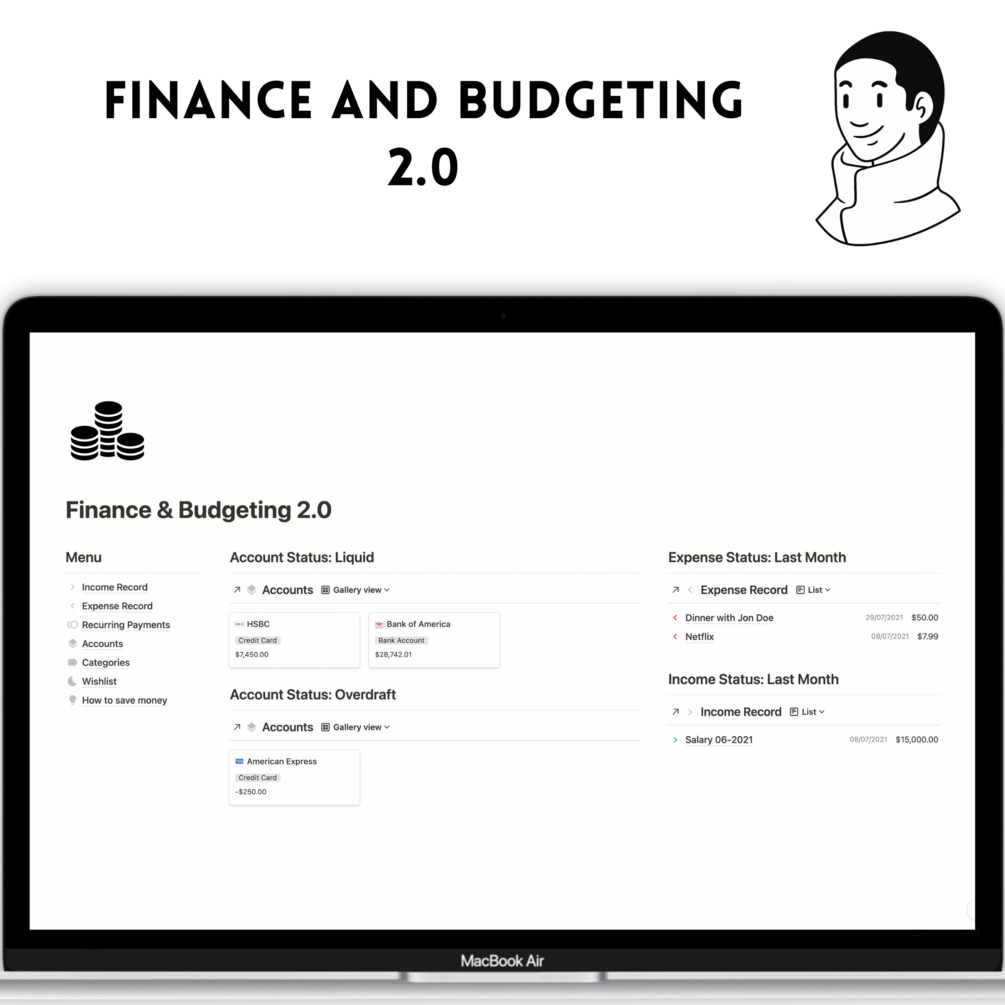 Notion Template Finance and Budgeting 2.0 (Doodables)