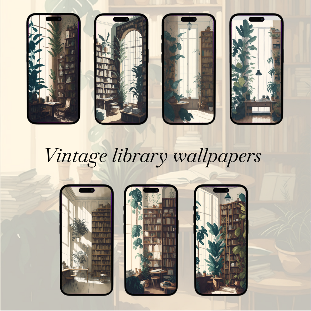Vintage library wallpaper
