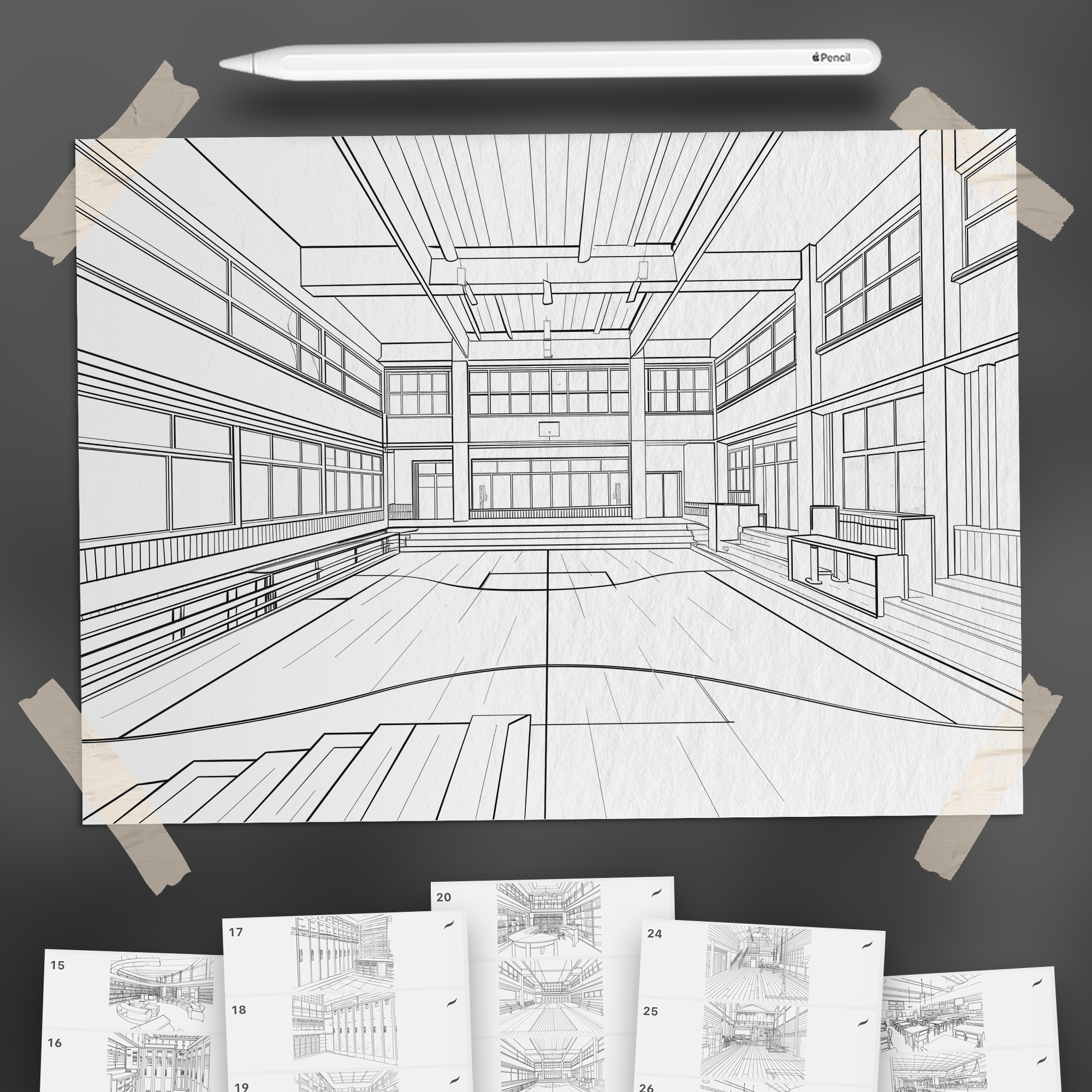 100 Procreate Rooms in School Backgrounds Collection