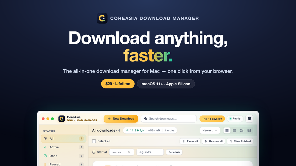 CoreAsia Download Manager feature overview