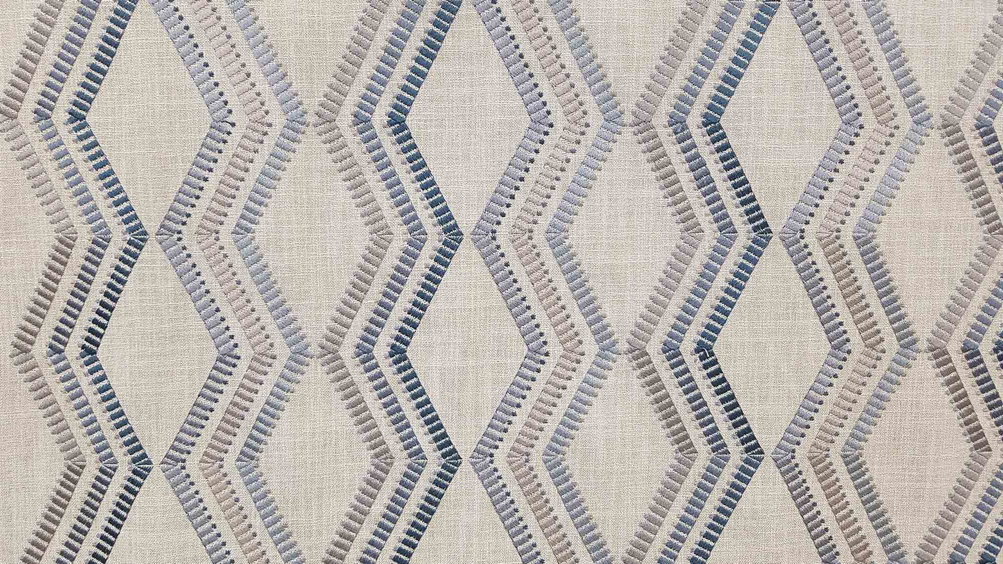 So Vain Azure Blue Embroidered Home Decor Fabric