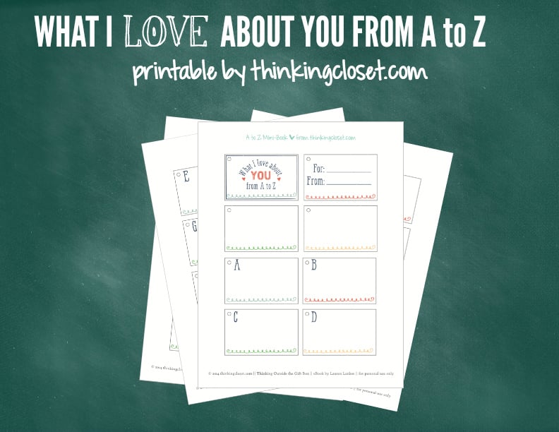 What I Love About You from A to Z Mini-Book Gift - the thinking closet