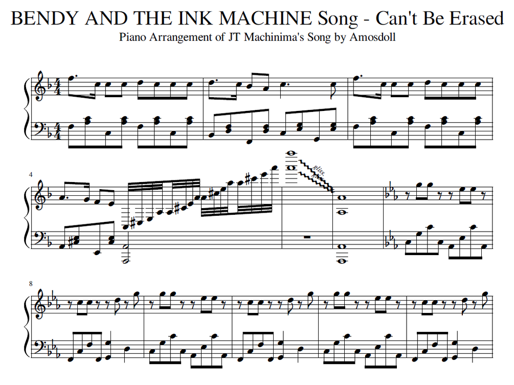 Bendy and The Ink Machine (The Living Tombstone) Remix Sheet music for  Piano (Solo)