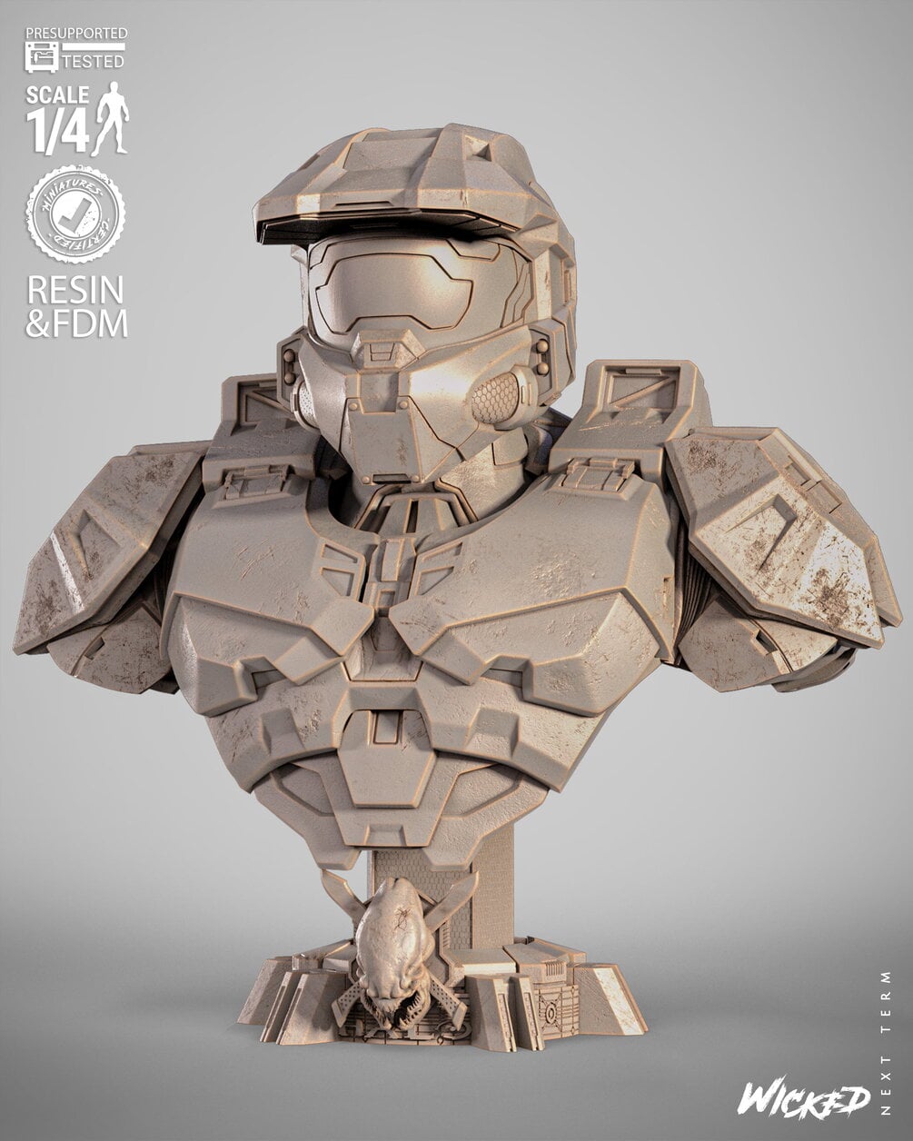 Wicked Video Games Master Chief Portrait Bust: Tested and ready for 3D printing