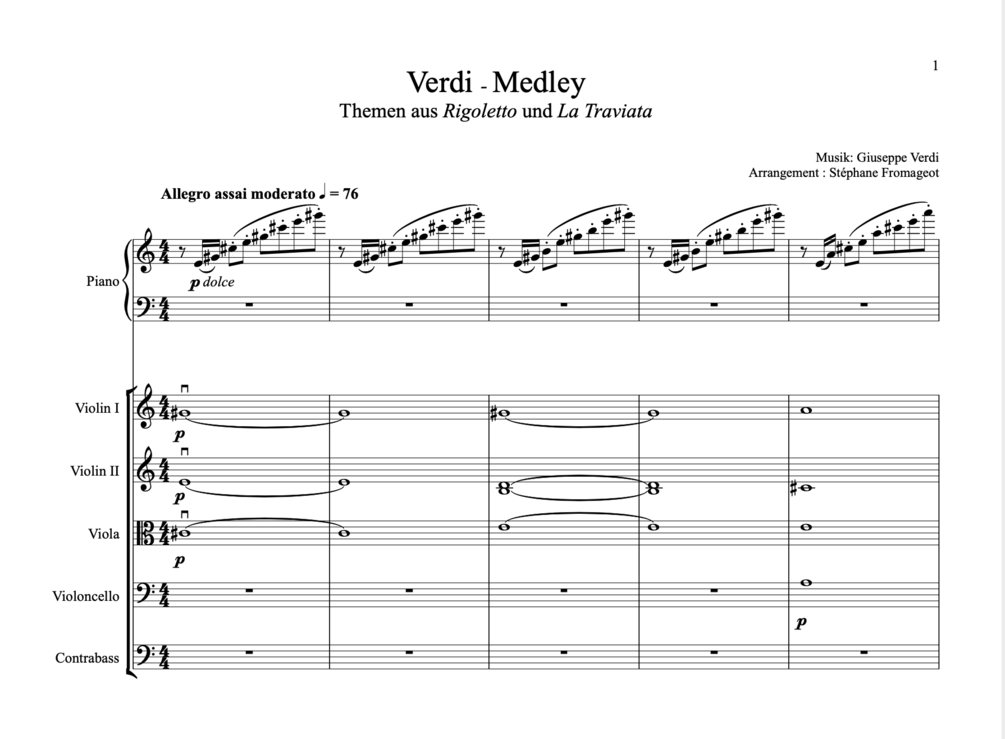 Verdi Medley for Strings and Piano
