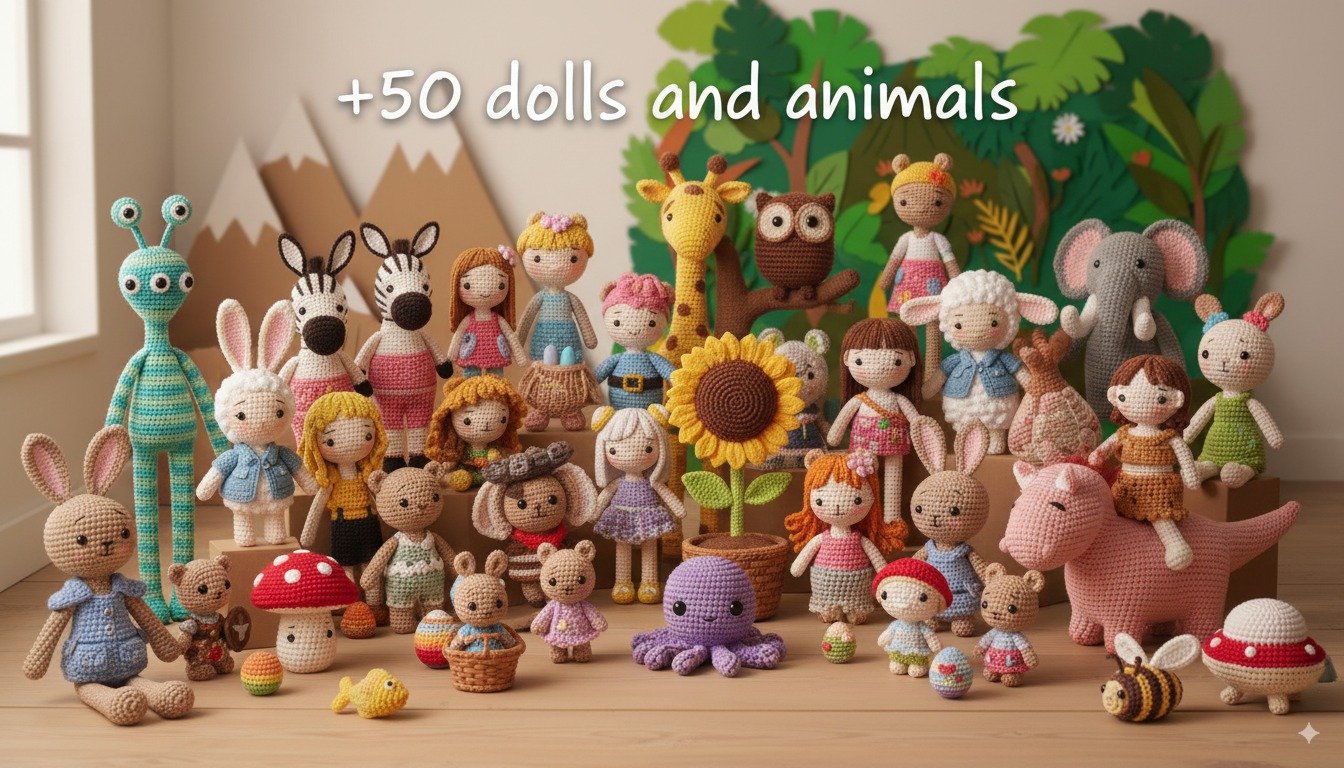 Amigurumi Mega Bundle – 27 Crochet PDF Patterns | 50+ Dolls & Animals