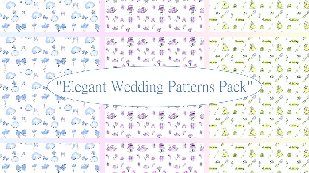 Elegant Wedding Patterns Pack – 3 Seamless Designs for Romantic Projects