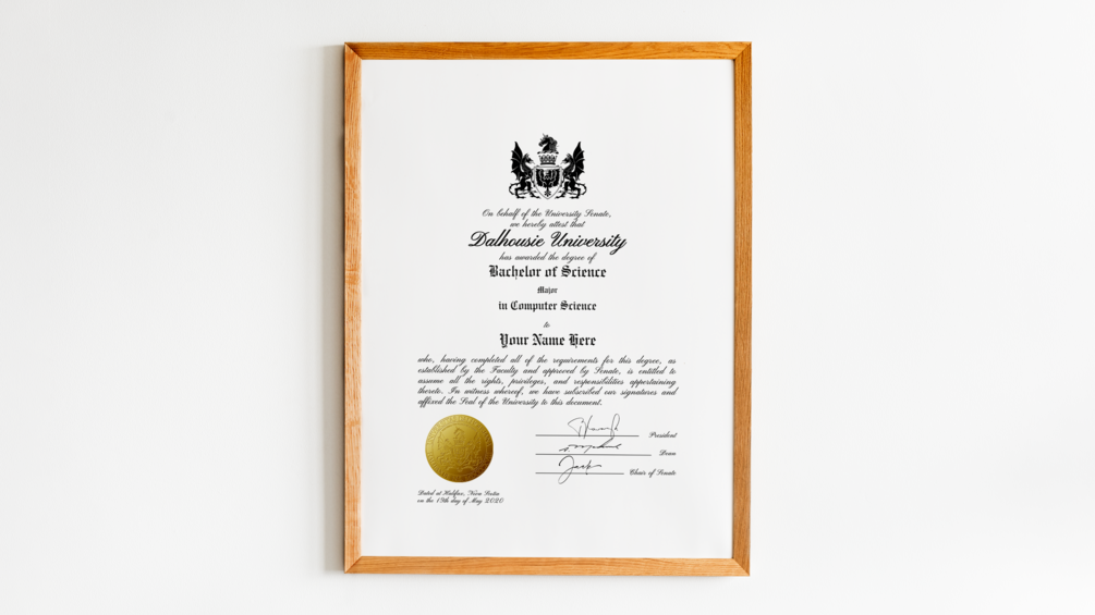 Dalhousie University Diploma, Authentic fake university diploma template