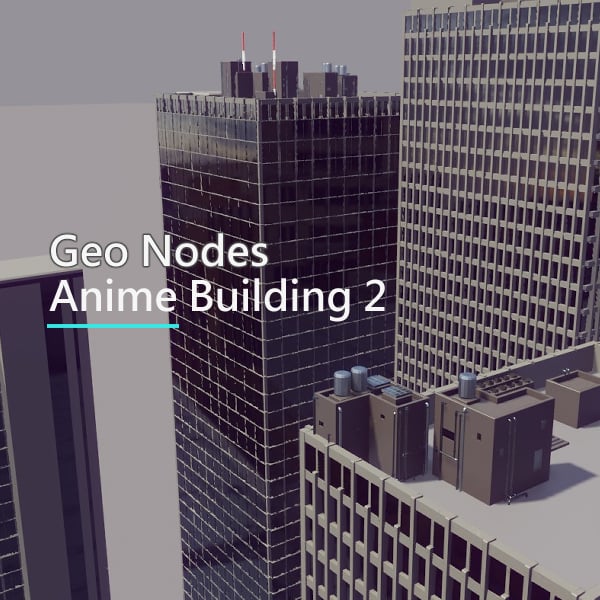 Blender Geometry Nodes Anime Building 2/3 by GGenebrush
