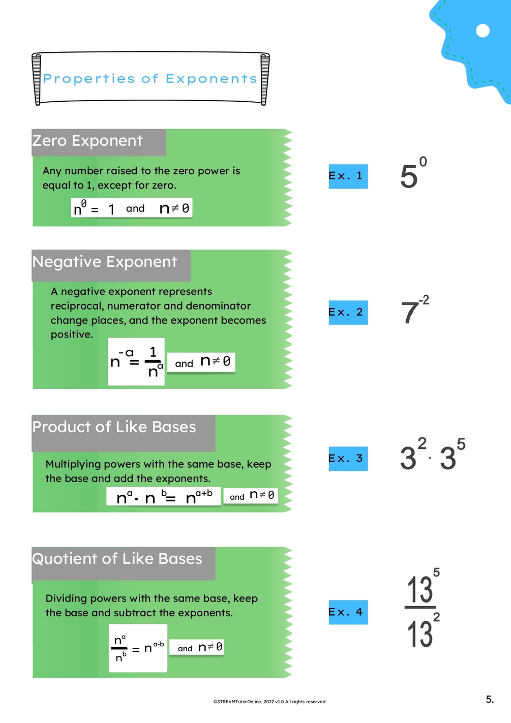 Exponents Practice Activity with Note Taking Mini Lesson
